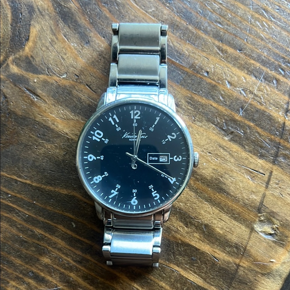 Kenneth Cole Classic Silver Watch with Black Face